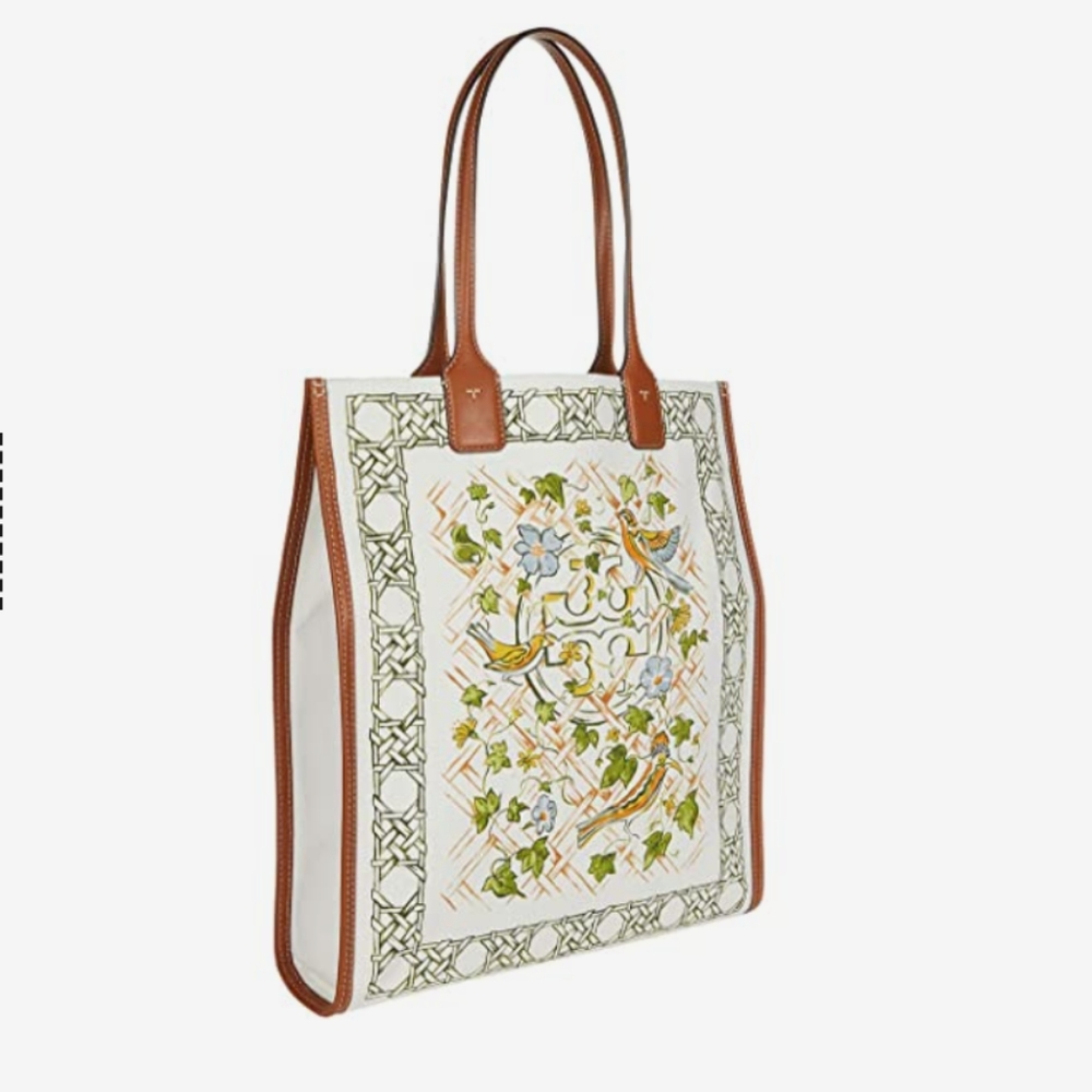 New Tory Burch Ella Printed Canvas North/South Tote